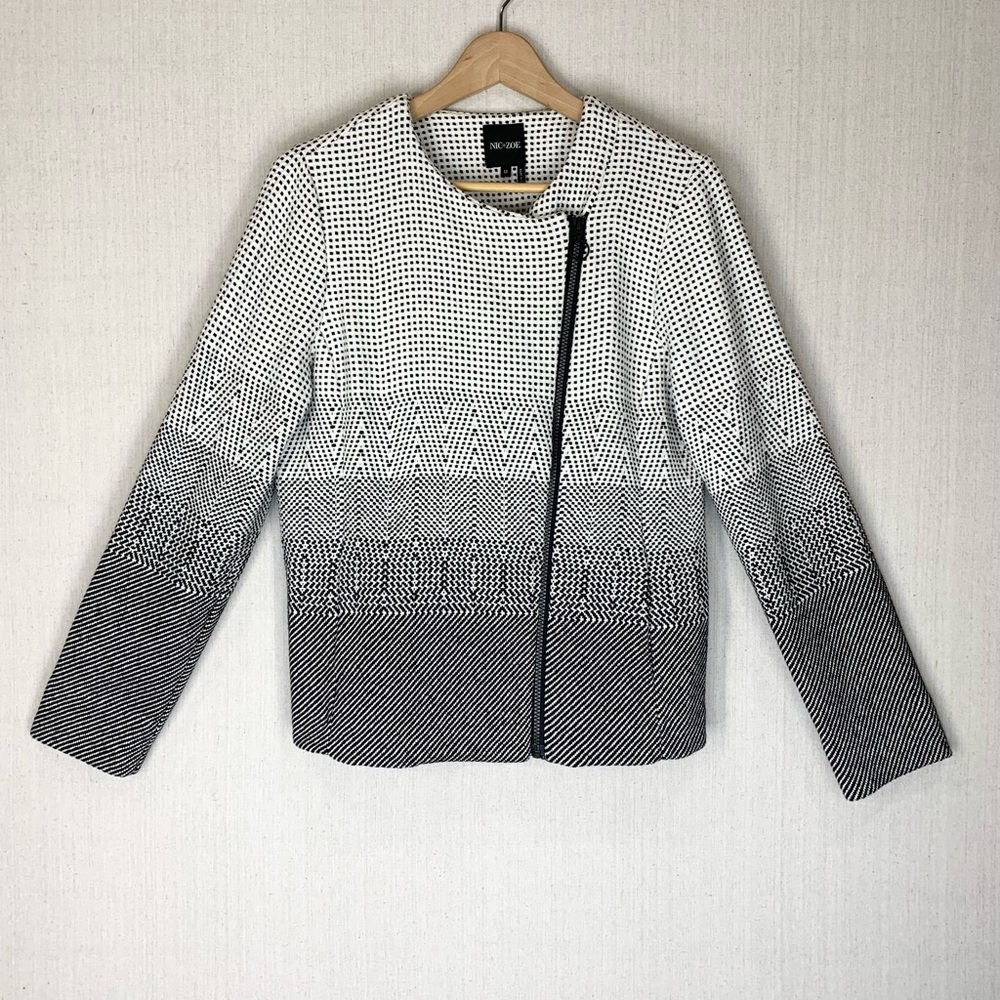 NIC+ZOE~Women’s‎ “Connect the Dots” Black/White Asymmetric Zip Jacket~M